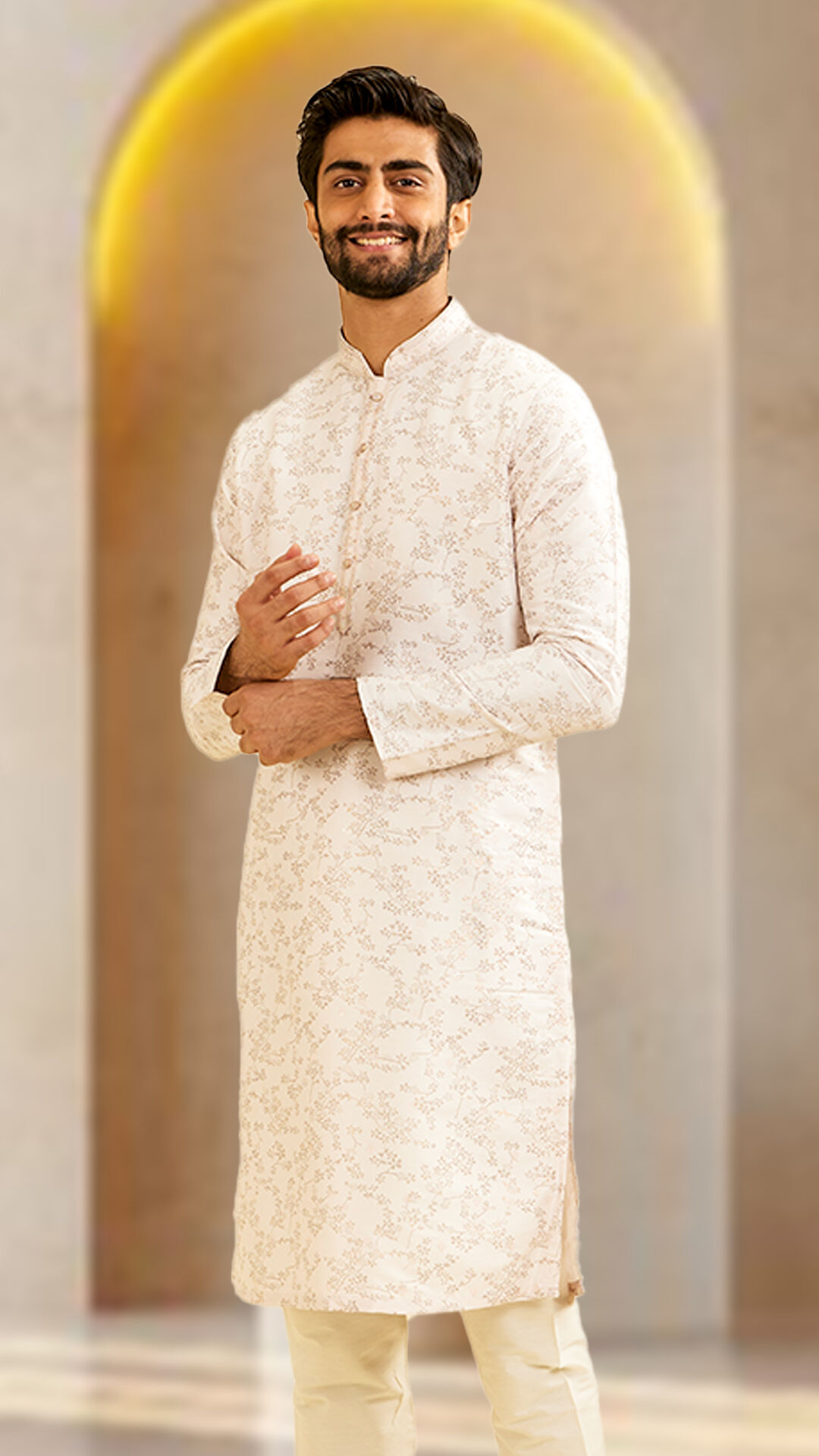 A man wearing white formal kurta